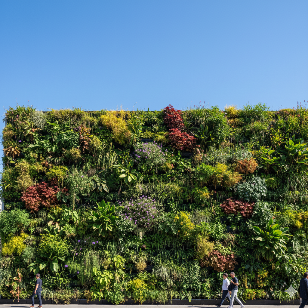 The lush green facade of the Quai Branly Museum, a beautiful example of how bioclimatic facades can use living plants for cooling and aesthetic appeal.